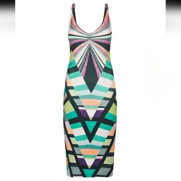 Mara Hoffman Prism V Back Geometric Patterned Midi Dress - Picture 2 of 10